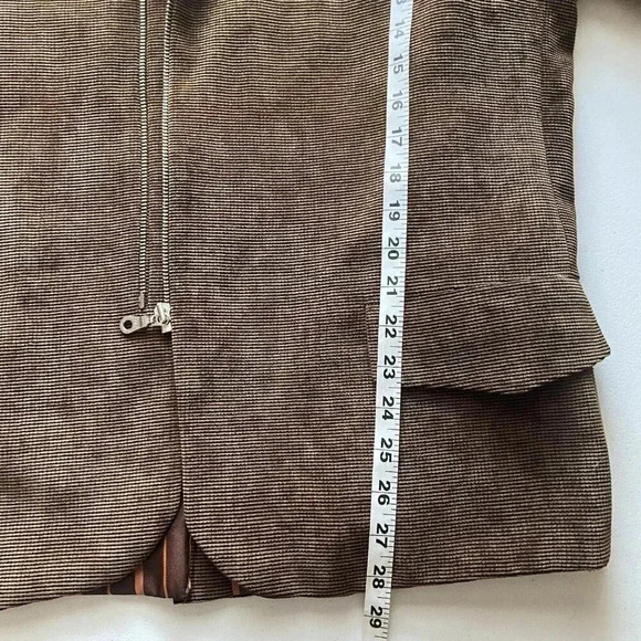 Venezzi Sport Coat L Brown Lined Textured Cosplay Eclectic Zipper Fall Business - Picture 13 of 14